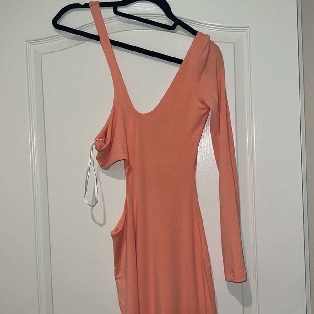 Cut out one shoulder dress in peach BRAND NEW
